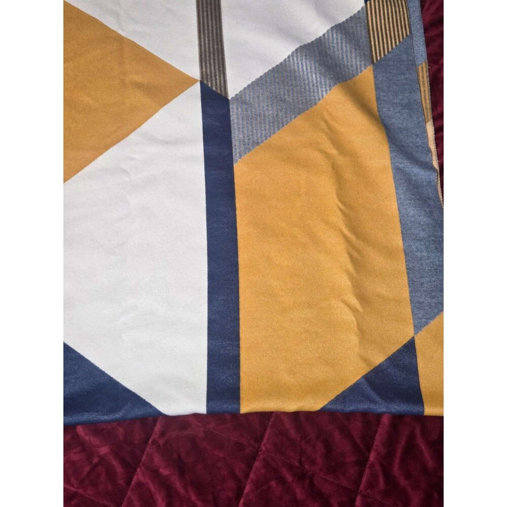 Geometric Cashmere Feel Scarf Wrap Navy Yellow Gray Large Soft Shawl